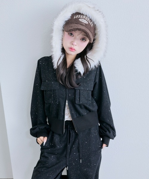 OLIVE des OLIVE(オリーブデオリーブ)の「ZIPパーカー(パーカー・レディース・ブラック/オートミール/その他・FREE)」の5枚目の写真