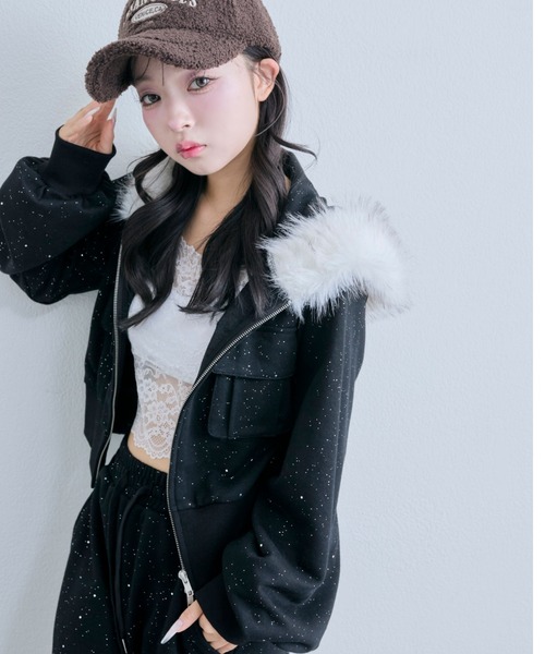 OLIVE des OLIVE(オリーブデオリーブ)の「ZIPパーカー(パーカー・レディース・ブラック/オートミール/その他・FREE)」の7枚目の写真