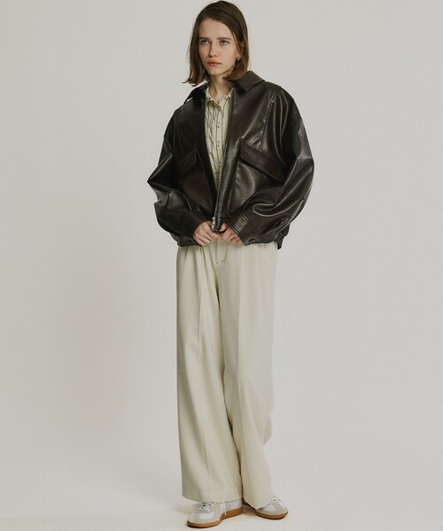 PUBLIC TOKYO（パブリックトウキョウ）の「【大人気再販中＊完売間近】フローヨークレザーブルゾン（ブルゾン・レディース・ベージュ/ブラック/ブラウン・FREE）」の20枚目の写真