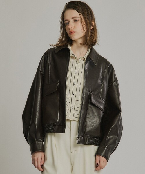 PUBLIC TOKYO（パブリックトウキョウ）の「【大人気再販中＊完売間近】フローヨークレザーブルゾン（ブルゾン・レディース・ベージュ/ブラック/ブラウン・FREE）」の22枚目の写真