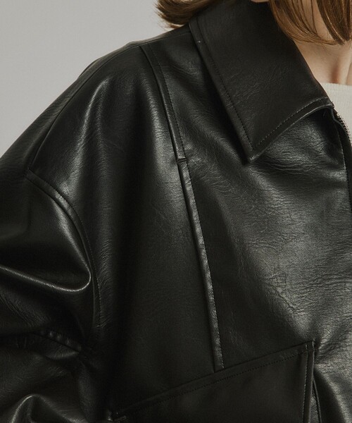 パコラベンヌ　ブルゾン　アウター レザー　レーヨン　茶　ボタン　スペイン製　上品 BARKBOX Original 英国産 ムートン 襟 ライダース ロンジャン