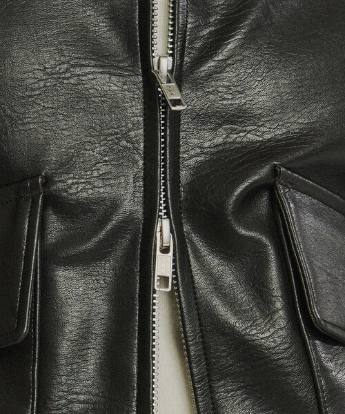 パコラベンヌ　ブルゾン　アウター レザー　レーヨン　茶　ボタン　スペイン製　上品 BARKBOX Original 英国産 ムートン 襟 ライダース ロンジャン