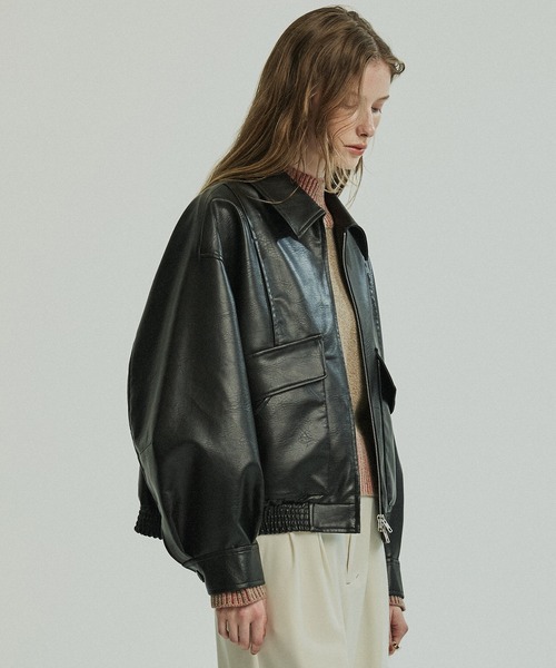 PUBLIC TOKYO（パブリックトウキョウ）の「【大人気再販中＊完売間近】フローヨークレザーブルゾン（ブルゾン・レディース・ベージュ/ブラック/ブラウン・FREE）」の19枚目の写真
