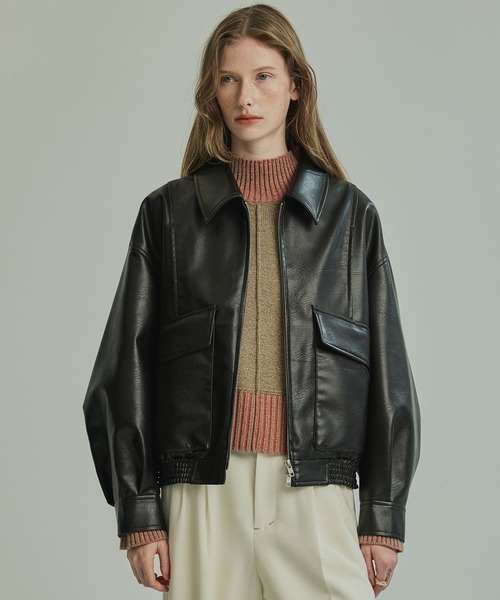 PUBLIC TOKYO（パブリックトウキョウ）の「【大人気再販中＊完売間近】フローヨークレザーブルゾン（ブルゾン・レディース・ベージュ/ブラック/ブラウン・FREE）」の16枚目の写真