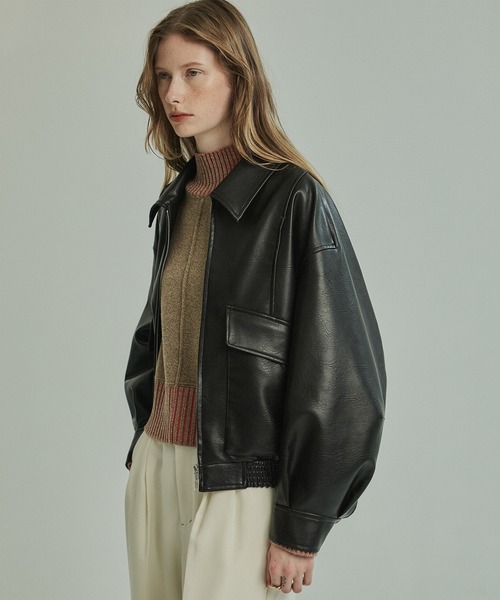 PUBLIC TOKYO（パブリックトウキョウ）の「【大人気再販中＊完売間近】フローヨークレザーブルゾン（ブルゾン・レディース・ベージュ/ブラック/ブラウン・FREE）」の17枚目の写真
