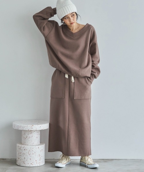 Doux archives（ドゥアルシーヴ）の「裏起毛ベイカータイトスカート（スカート・レディース・ブラック/オートミール/ブラウン・FREE）」の7枚目の写真