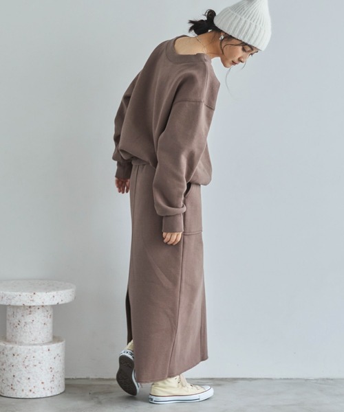 Doux archives（ドゥアルシーヴ）の「裏起毛ベイカータイトスカート（スカート・レディース・ブラック/オートミール/ブラウン・FREE）」の12枚目の写真