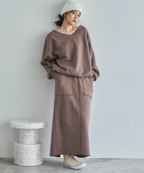 Doux archives（ドゥアルシーヴ）の「裏起毛ベイカータイトスカート（スカート・レディース・ブラック/オートミール/ブラウン・FREE）」の13枚目の写真