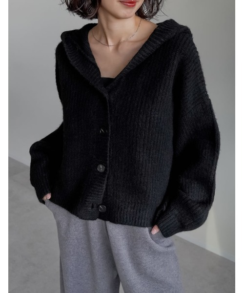 2025AW COLLECTION][静電気防止]フーディニットカーディガン（ニット