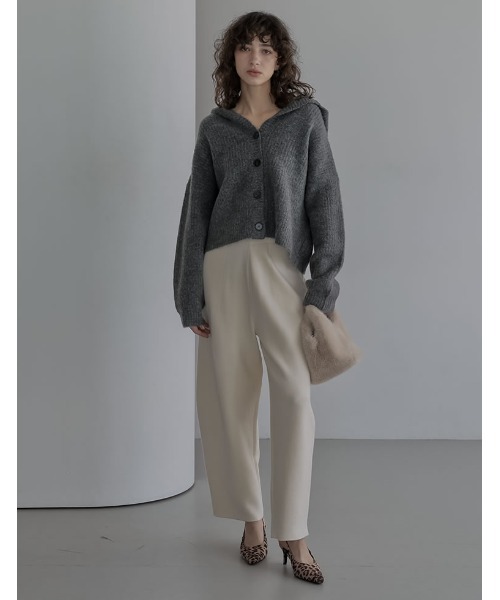 2025AW COLLECTION][静電気防止]フーディニットカーディガン（ニット