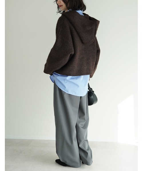 2025AW COLLECTION][静電気防止]フーディニットカーディガン（ニット