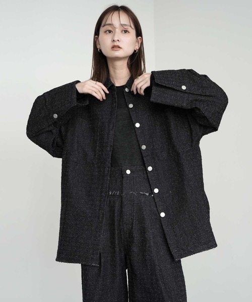 Bulue.(ブルー)の「【Bulue.】クラッシュデニムビックカフスシャツ(シャツ/ブラウス・レディース・インディゴブルー/ブルー/ブラック・FREE)」の2枚目の写真