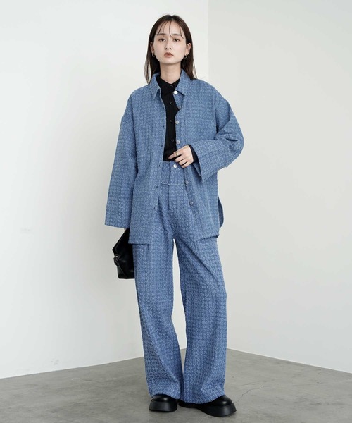 Bulue.(ブルー)の「【Bulue.】クラッシュデニムビックカフスシャツ(シャツ/ブラウス・レディース・インディゴブルー/ブルー/ブラック・FREE)」の4枚目の写真