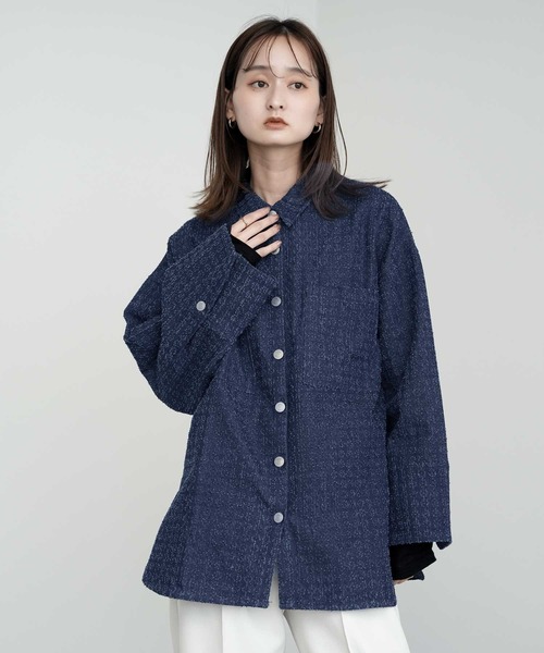 Bulue.(ブルー)の「【Bulue.】クラッシュデニムビックカフスシャツ(シャツ/ブラウス・レディース・インディゴブルー/ブルー/ブラック・FREE)」の11枚目の写真