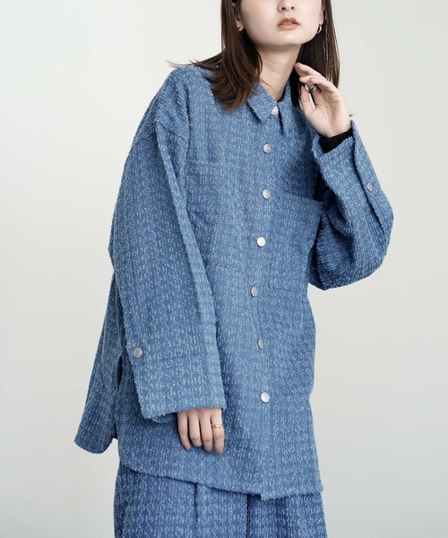 Bulue.(ブルー)の「【Bulue.】クラッシュデニムビックカフスシャツ(シャツ/ブラウス・レディース・インディゴブルー/ブルー/ブラック・FREE)」の6枚目の写真