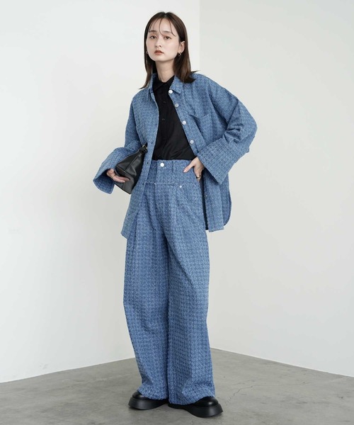 Bulue.(ブルー)の「【Bulue.】クラッシュデニムビックカフスシャツ(シャツ/ブラウス・レディース・インディゴブルー/ブルー/ブラック・FREE)」の7枚目の写真