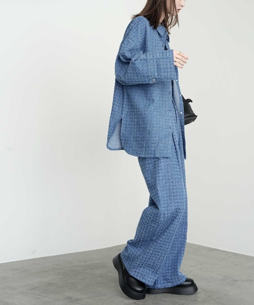 Bulue.(ブルー)の「【Bulue.】クラッシュデニムビックカフスシャツ(シャツ/ブラウス・レディース・インディゴブルー/ブルー/ブラック・FREE)」の8枚目の写真