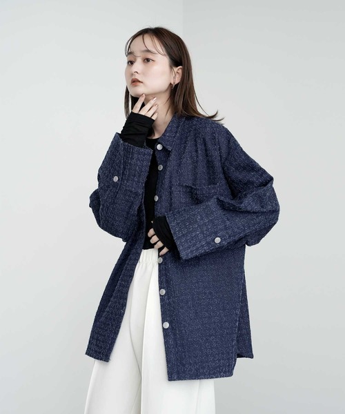 Bulue.(ブルー)の「【Bulue.】クラッシュデニムビックカフスシャツ(シャツ/ブラウス・レディース・インディゴブルー/ブルー/ブラック・FREE)」の13枚目の写真