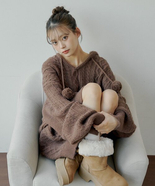 フードケーブルミニニットワンピース（ワンピース）｜Chico（チコ）の