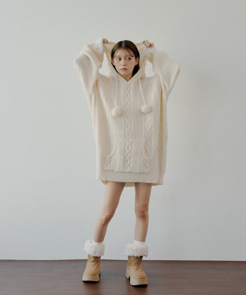 フードケーブルミニニットワンピース（ワンピース）｜Chico（チコ）の