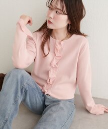 レディースのカーディガン/ボレロ（ピンク/桃色系・フリル