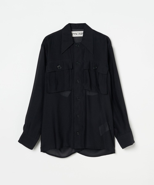 INSCRIRE(アンスクリア)の「Sheer Satin Millitary Jacket/ミリタリー/ワークジャケット/シアー素材/INSCRIRE-(ブルゾン・メンズ・ブラウン/ブラック・3/2)」の2枚目の写真