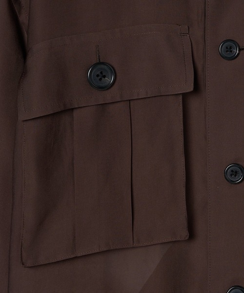 INSCRIRE(アンスクリア)の「Sheer Satin Millitary Jacket/ミリタリー/ワークジャケット/シアー素材/INSCRIRE-(ブルゾン・メンズ・ブラウン/ブラック・3/2)」の6枚目の写真