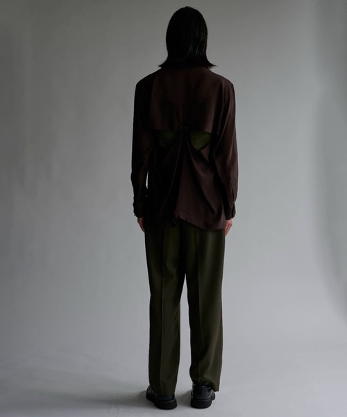 INSCRIRE(アンスクリア)の「Sheer Satin Millitary Jacket/ミリタリー/ワークジャケット/シアー素材/INSCRIRE-(ブルゾン・メンズ・ブラウン/ブラック・3/2)」の9枚目の写真