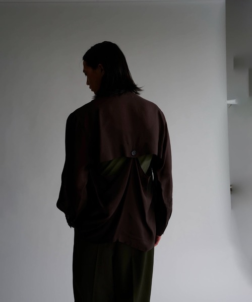 INSCRIRE(アンスクリア)の「Sheer Satin Millitary Jacket/ミリタリー/ワークジャケット/シアー素材/INSCRIRE-(ブルゾン・メンズ・ブラウン/ブラック・3/2)」の12枚目の写真