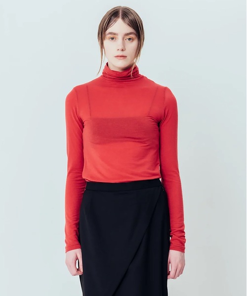 COMMON WARE（コモンウェアー）の「canaco_:カシミア リヨセルシアータートルネックプルオーバー CASHMERE TURTLENECK PULLOVER（ニット/セーター・レディース・ライトグレー/レッド/ブラック/オフホワイト・FREE）」の4枚目の写真