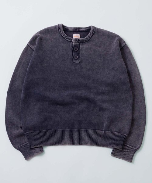 WHO'S WHO gallery（フーズフーギャラリー）の「【KOOKY'N】ピグメント加工ヘンリーネックニット（ニット/セーター・メンズ・ブラック/ネイビー・SMALL/MEDIUM）」の14枚目の写真