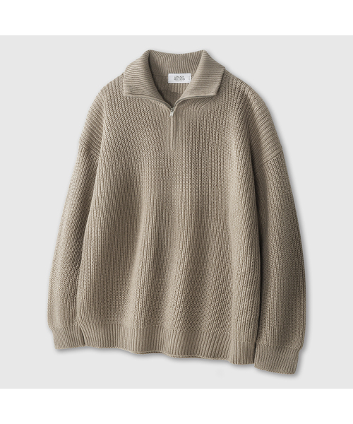 Oversize Boulevard Bourium Wool Shabblé Half Zip Hoodie [Beige] — свитшот‑худи бежевый
