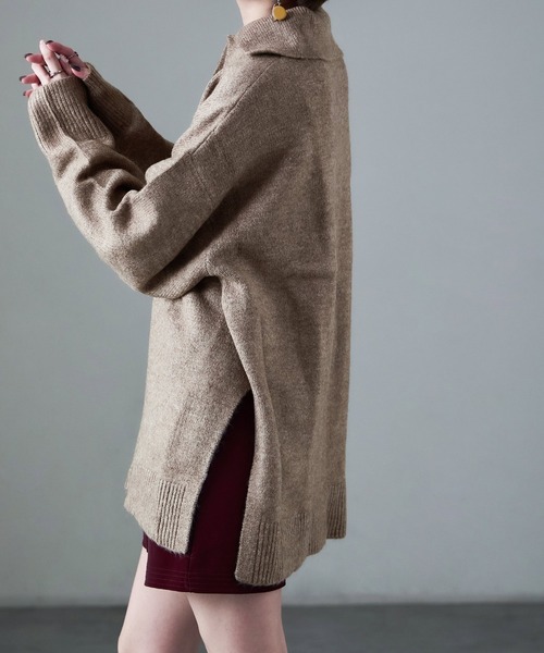 Fashion Letter(ファッションレター)の「天竺ニット スキッパープルオーバー(ニット/セーター・レディース・ネイビー/オートミール/グレイッシュベージュ・M)」の8枚目の写真