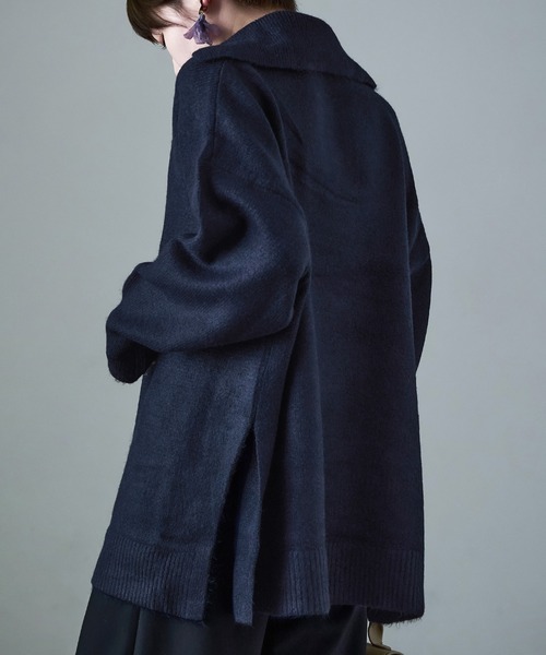 Fashion Letter(ファッションレター)の「天竺ニット スキッパープルオーバー(ニット/セーター・レディース・ネイビー/オートミール/グレイッシュベージュ・M)」の17枚目の写真
