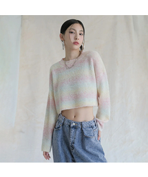 Wool Gradation Crop Knit COTTON CANDY