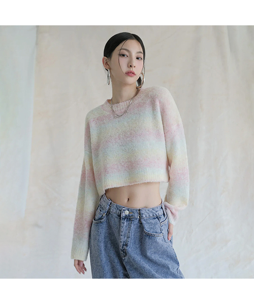 AVANDRESS(アバンドレス )の「Wool Gradation Crop Knit COTTON CANDY(ニット/セーター・レディース・マルチ・FREE)」の1枚目の写真