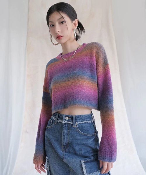 AVANDRESS(アバンドレス )の「Wool Gradation Crop Knit COTTON CANDY(ニット/セーター・レディース・マルチ・FREE)」の2枚目の写真
