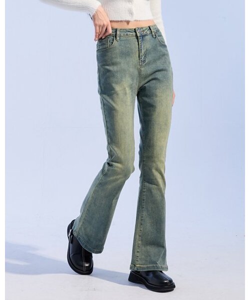 MOAA(モア)の「ウォッシュドデニムブーツカット (JEAN BLUE)(デニムパンツ・レディース・その他・SMALL/MEDIUM)」の1枚目の写真
