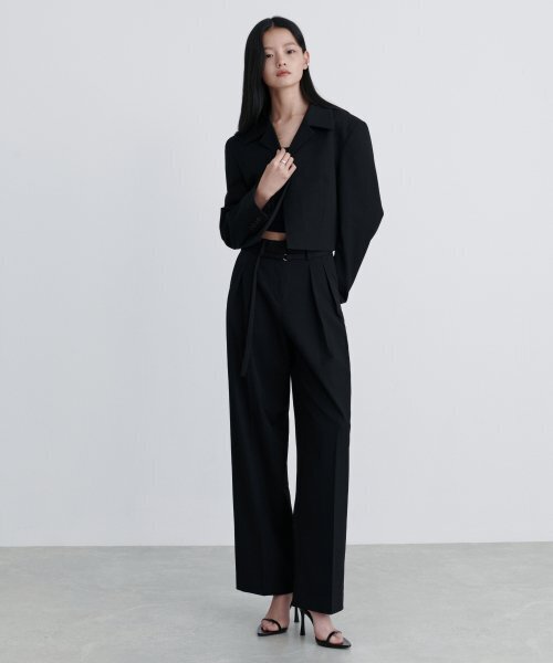 MUSINSA STANDARD WOMAN（ムシンサスタンダードウーマン）の「ウィメンズリバースツータックワイドベルトスラックス[ブラック]（スラックス・レディース・その他・31）」の15枚目の写真