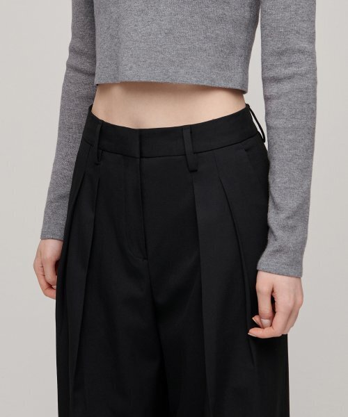 MUSINSA STANDARD WOMAN（ムシンサスタンダードウーマン）の「ウィメンズリバースツータックワイドベルトスラックス[ブラック]（スラックス・レディース・その他・31）」の10枚目の写真