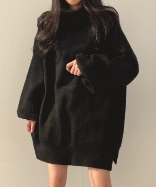 yuue' ( wear )(ユーイ)の「タートルネックボリュームニット/ミニワンピース(ニット/セーター・レディース・グレー/ブラック/ベージュ・FREE)」の2枚目の写真