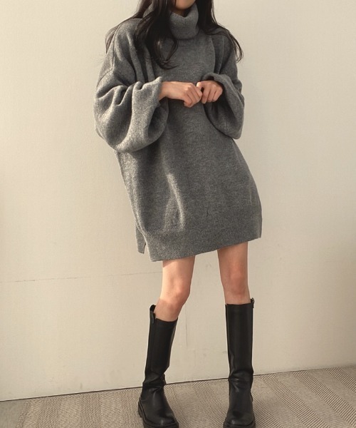yuue' ( wear )(ユーイ)の「タートルネックボリュームニット/ミニワンピース(ニット/セーター・レディース・グレー/ブラック/ベージュ・FREE)」の15枚目の写真