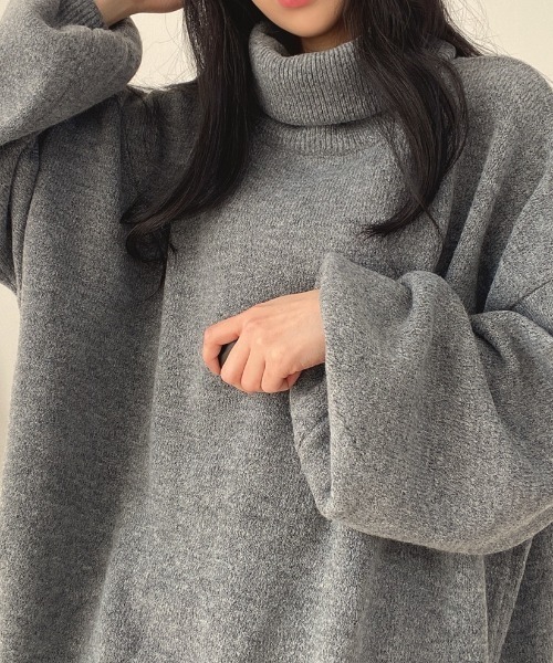 yuue' ( wear )(ユーイ)の「タートルネックボリュームニット/ミニワンピース(ニット/セーター・レディース・グレー/ブラック/ベージュ・FREE)」の14枚目の写真