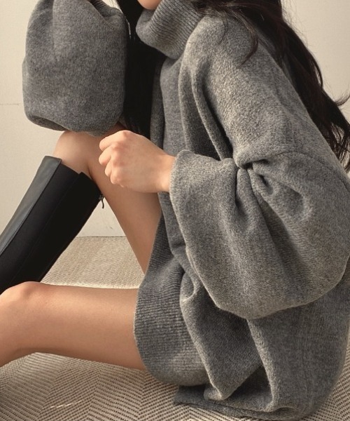 yuue' ( wear )(ユーイ)の「タートルネックボリュームニット/ミニワンピース(ニット/セーター・レディース・グレー/ブラック/ベージュ・FREE)」の16枚目の写真