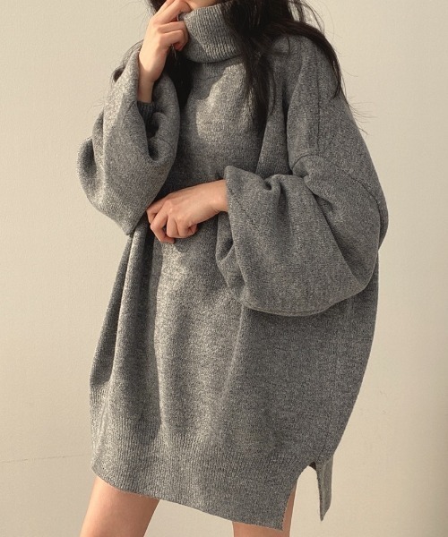 yuue' ( wear )(ユーイ)の「タートルネックボリュームニット/ミニワンピース(ニット/セーター・レディース・グレー/ブラック/ベージュ・FREE)」の12枚目の写真