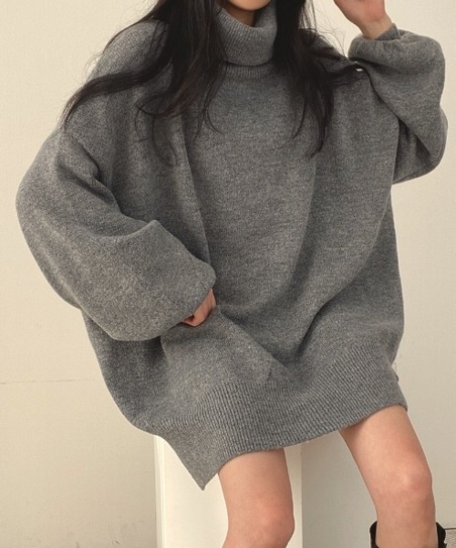 yuue' ( wear )(ユーイ)の「タートルネックボリュームニット/ミニワンピース(ニット/セーター・レディース・グレー/ブラック/ベージュ・FREE)」の17枚目の写真