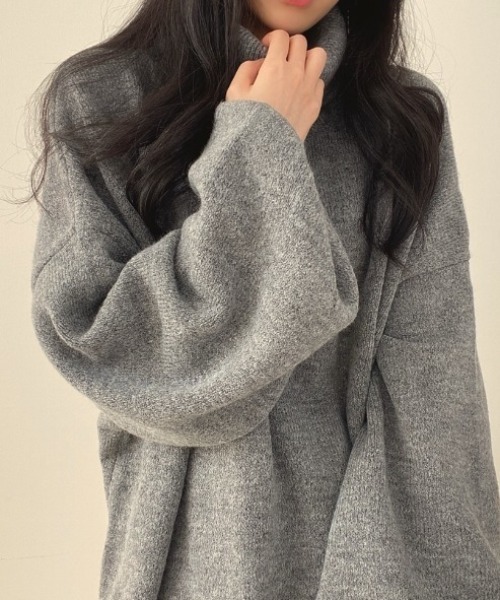 yuue' ( wear )(ユーイ)の「タートルネックボリュームニット/ミニワンピース(ニット/セーター・レディース・グレー/ブラック/ベージュ・FREE)」の18枚目の写真