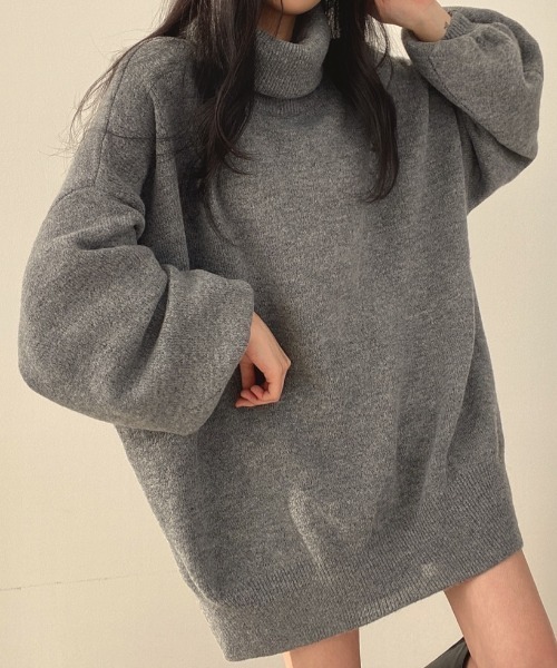 yuue' ( wear )(ユーイ)の「タートルネックボリュームニット/ミニワンピース(ニット/セーター・レディース・グレー/ブラック/ベージュ・FREE)」の19枚目の写真
