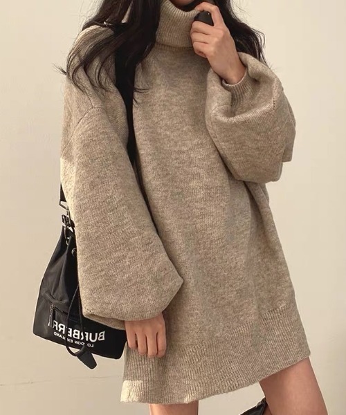 yuue' ( wear )(ユーイ)の「タートルネックボリュームニット/ミニワンピース(ニット/セーター・レディース・グレー/ブラック/ベージュ・FREE)」の22枚目の写真