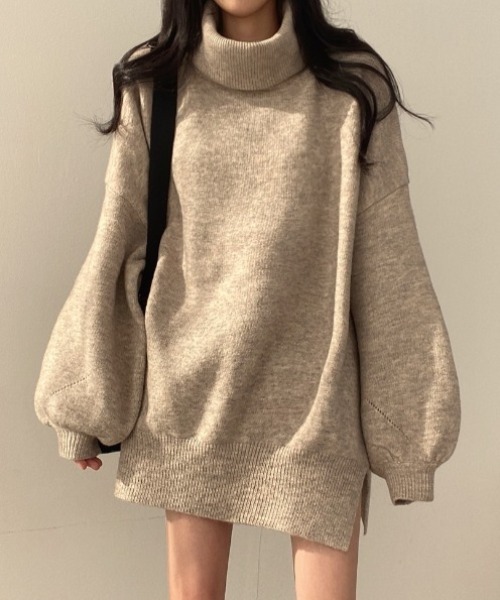 yuue' ( wear )(ユーイ)の「タートルネックボリュームニット/ミニワンピース(ニット/セーター・レディース・グレー/ブラック/ベージュ・FREE)」の21枚目の写真